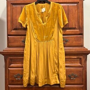 Maeve Anthropologie Dress Size L Large Mustard Yellow Gold